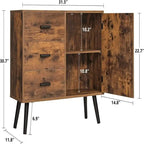 Storage Cabinet with Rattan Door 3 Drawers - 11.8D x 31.5W x 30.7H