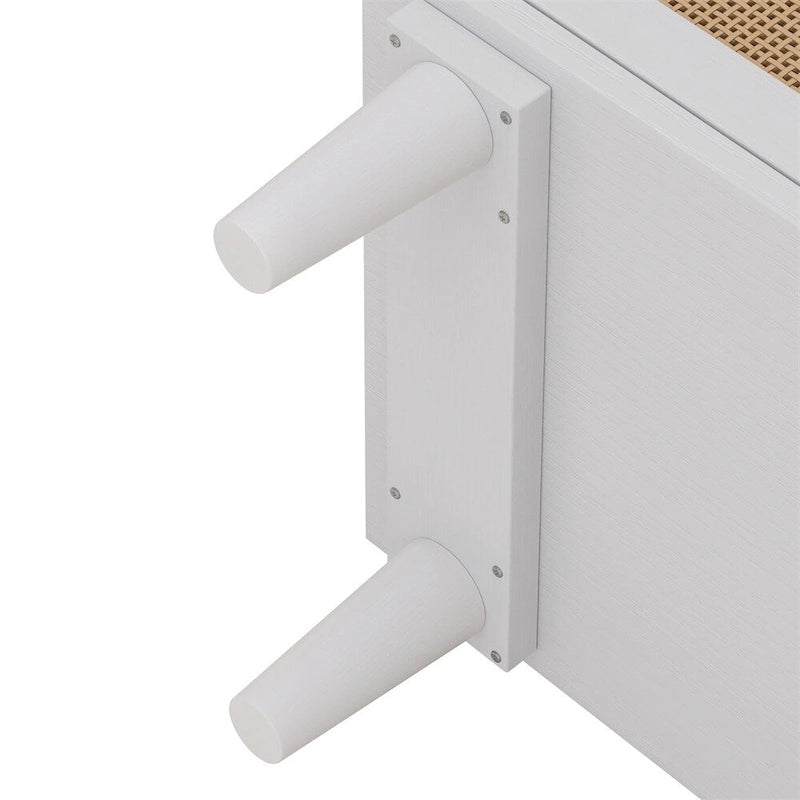 White 6-Drawer Rattan Dresser, 51"
