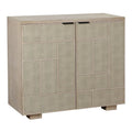 Light Cream 2-Door Shagreen Cabinet with Adjustable Shelves