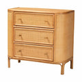 Light Honey 3-Drawer Rattan Storage Cabinet, 40.6"W
