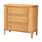 Light Honey 3-Drawer Rattan Storage Cabinet, 40.6"W