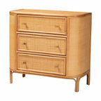 Light Honey 3-Drawer Rattan Storage Cabinet, 40.6"W