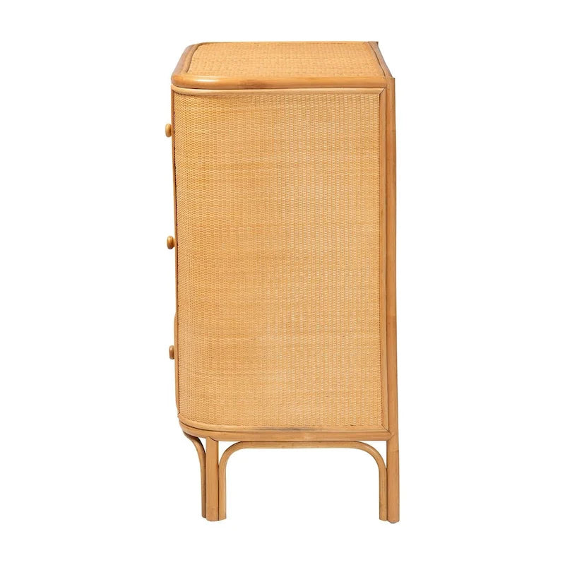 Light Honey 3-Drawer Rattan Storage Cabinet, 40.6"W