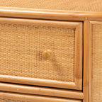 Light Honey 3-Drawer Rattan Storage Cabinet, 40.6"W
