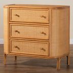 Light Honey 3-Drawer Rattan Storage Cabinet, 40.6"W