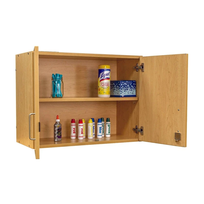 Maple / Shadow Elm Gray 2-Level Wall Cabinet with Locking Doors and Adjustable Shelf, Single