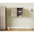 Maple / Shadow Elm Gray 2-Level Wall Cabinet with Locking Doors and Adjustable Shelf, Single