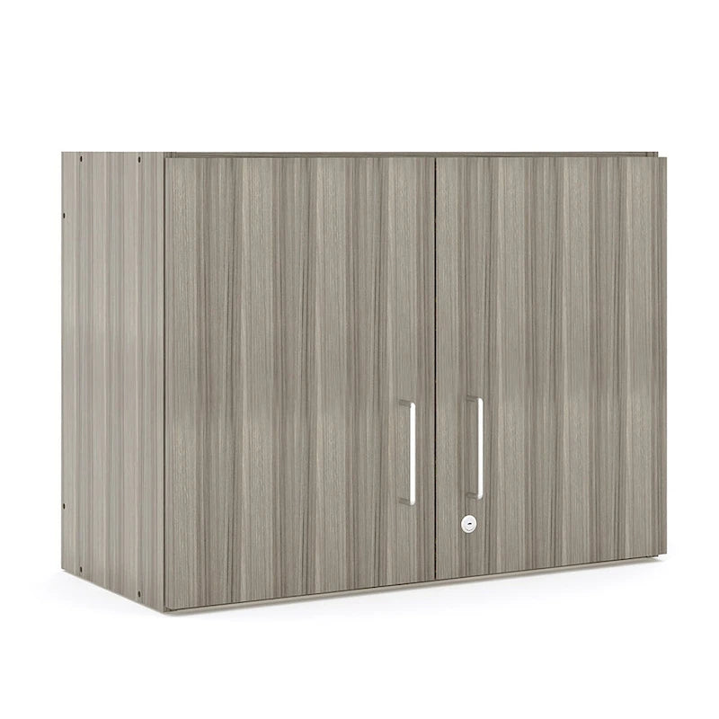 Maple / Shadow Elm Gray 2-Level Wall Cabinet with Locking Doors and Adjustable Shelf, Single
