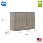 Maple / Shadow Elm Gray 2-Level Wall Cabinet with Locking Doors and Adjustable Shelf, Single