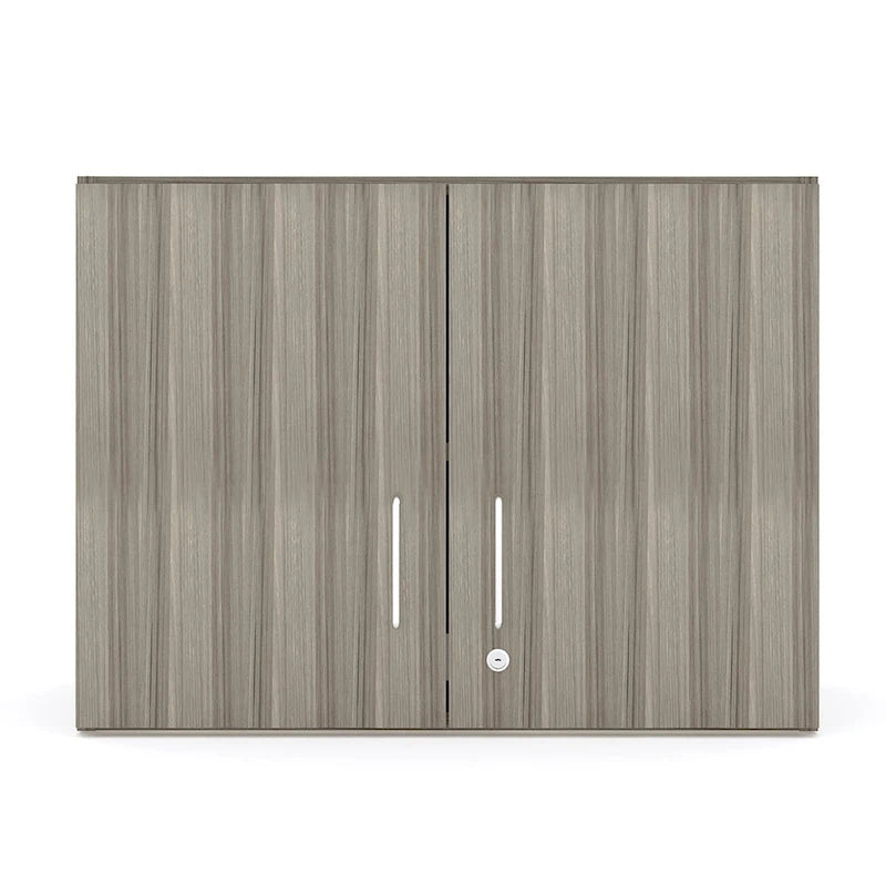 Maple / Shadow Elm Gray 2-Level Wall Cabinet with Locking Doors and Adjustable Shelf, Single
