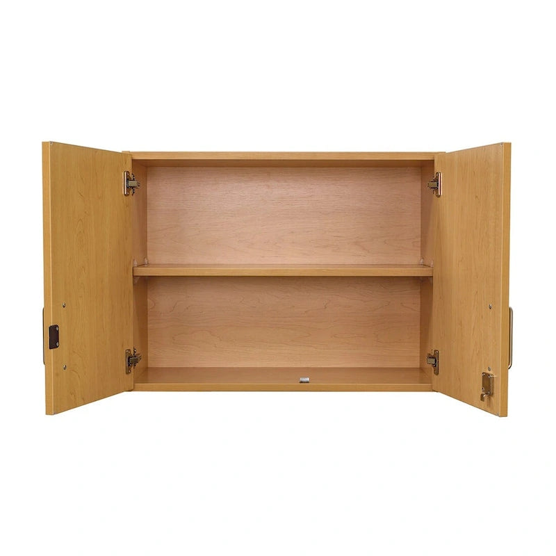 Maple / Shadow Elm Gray 2-Level Wall Cabinet with Locking Doors and Adjustable Shelf, Single