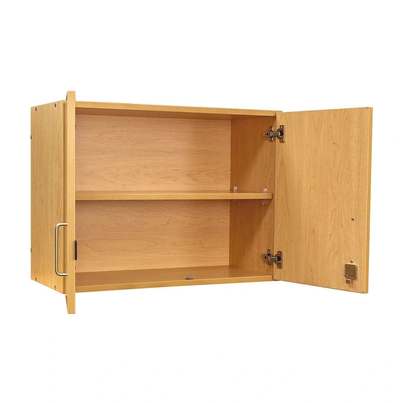 Maple / Shadow Elm Gray 2-Level Wall Cabinet with Locking Doors and Adjustable Shelf, Single