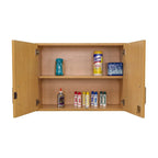 Maple / Shadow Elm Gray 2-Level Wall Cabinet with Locking Doors and Adjustable Shelf, Single