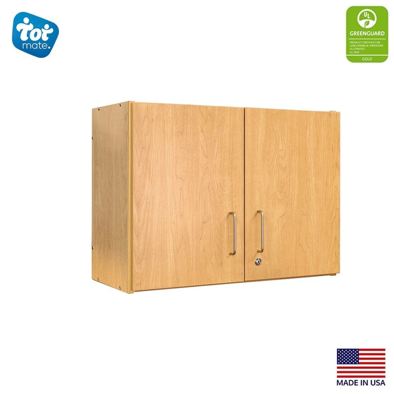 Maple / Shadow Elm Gray 2-Level Wall Cabinet with Locking Doors and Adjustable Shelf, Single