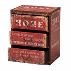 Red Vintage Faux Leather 3-Drawer Storage Trunk