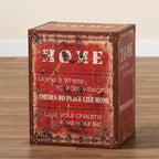 Red Vintage Faux Leather 3-Drawer Storage Trunk