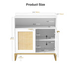 White 2-Door Rattan Buffet Sideboard with Adjustable Shelf