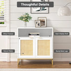 White 2-Door Rattan Buffet Sideboard with Adjustable Shelf