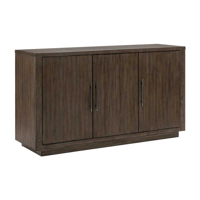 Brown 60-Inch Sideboard Buffet Server with 3 Cabinets and Adjustable Shelves, Single