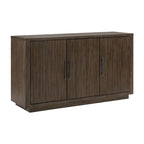 Brown 60-Inch Sideboard Buffet Server with 3 Cabinets and Adjustable Shelves, Single