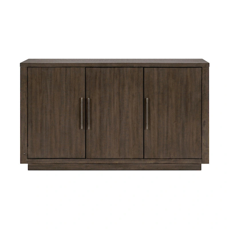 Brown 60-Inch Sideboard Buffet Server with 3 Cabinets and Adjustable Shelves, Single