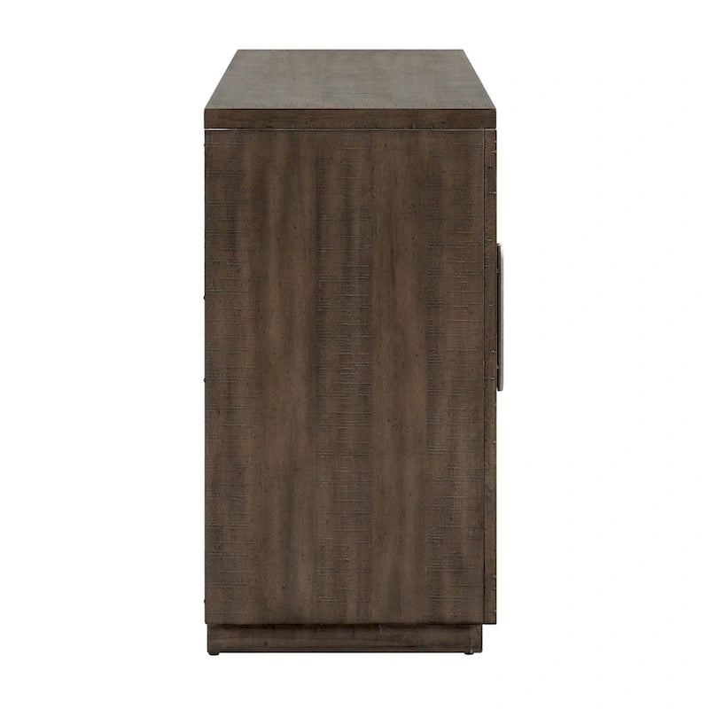 Brown 60-Inch Sideboard Buffet Server with 3 Cabinets and Adjustable Shelves, Single