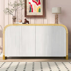4-door Curved Corner Design Wavy Door Panel Cabinet with Adjustable Shelves