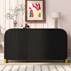4-door Curved Corner Design Wavy Door Panel Cabinet with Adjustable Shelves