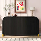 4-door Curved Corner Design Wavy Door Panel Cabinet with Adjustable Shelves