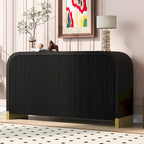 4-door Curved Corner Design Wavy Door Panel Cabinet with Adjustable Shelves