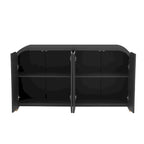 4-door Curved Corner Design Wavy Door Panel Cabinet with Adjustable Shelves