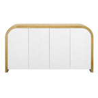 4-door Curved Corner Design Wavy Door Panel Cabinet with Adjustable Shelves