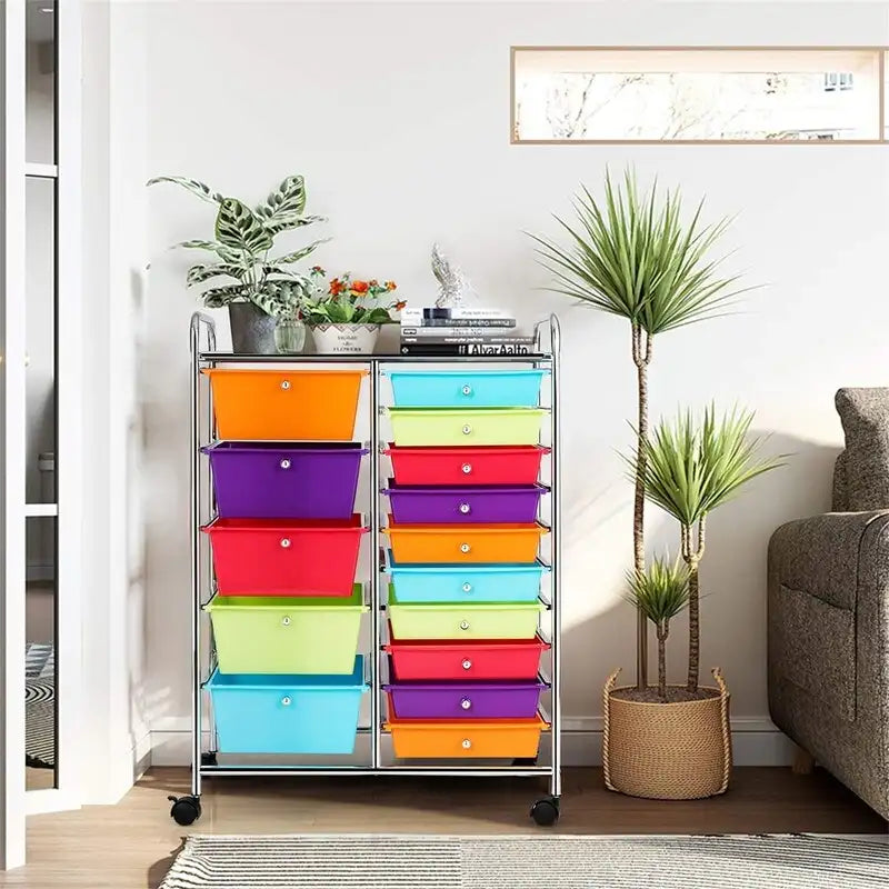 15 Drawer Storage Drawer Cart - 14.5D x 25W x 34.5H