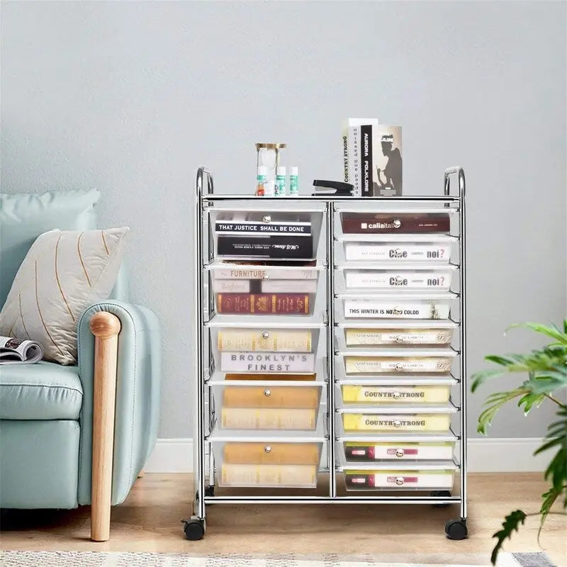15 Drawer Storage Drawer Cart - 14.5D x 25W x 34.5H
