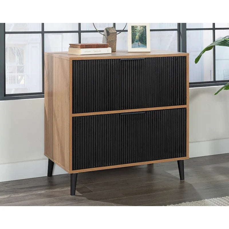 Chalk Oak 2-Drawer Lateral File Cabinet with Fluted Fronts, Letter/Legal