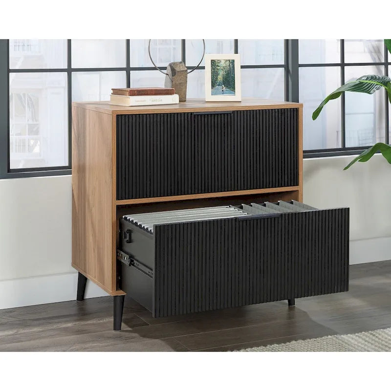 Chalk Oak 2-Drawer Lateral File Cabinet with Fluted Fronts, Letter/Legal