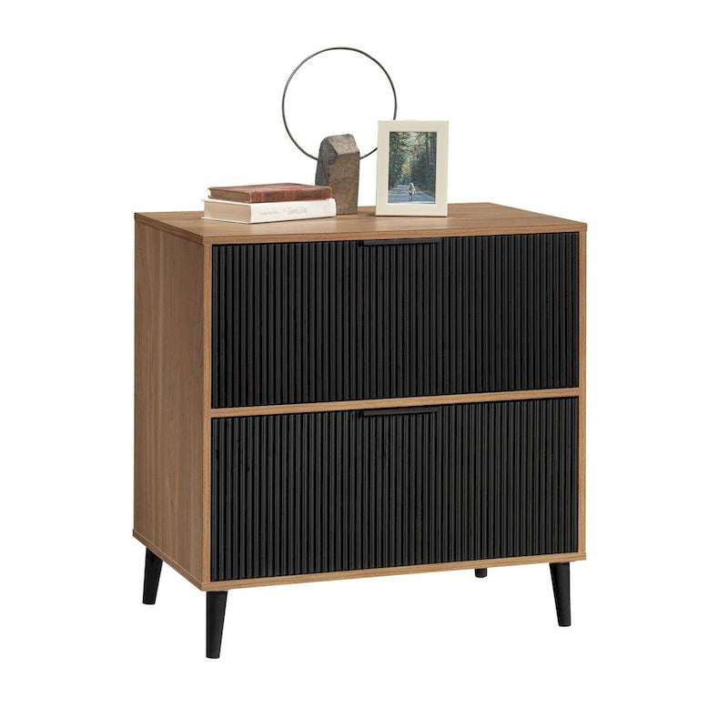 Chalk Oak 2-Drawer Lateral File Cabinet with Fluted Fronts, Letter/Legal