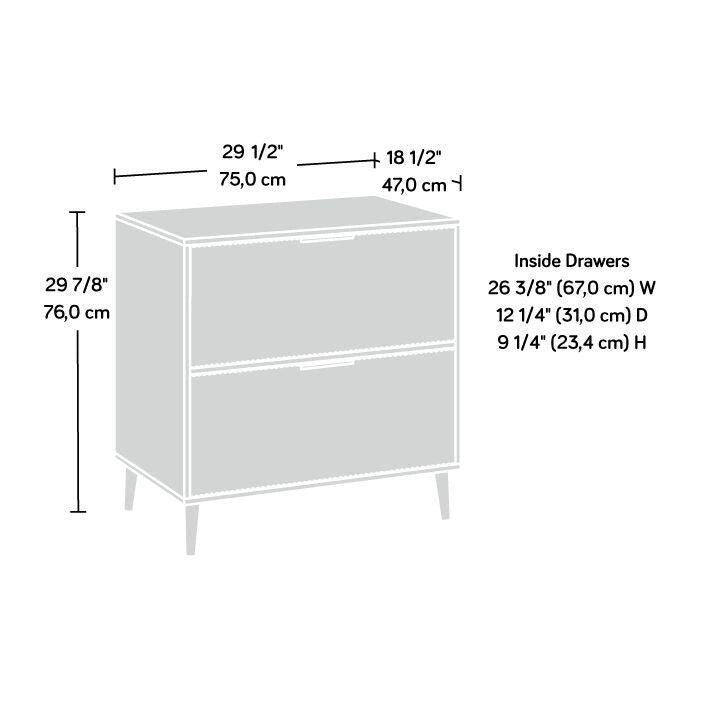 Chalk Oak 2-Drawer Lateral File Cabinet with Fluted Fronts, Letter/Legal