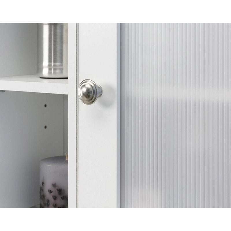 White/Grey Over-Toilet Etagere with Door & Adjustable Shelves