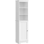 White 1-Door Freestanding Bathroom Floor Cabinet with 3 Open Shelves