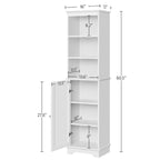 White 1-Door Freestanding Bathroom Floor Cabinet with 3 Open Shelves