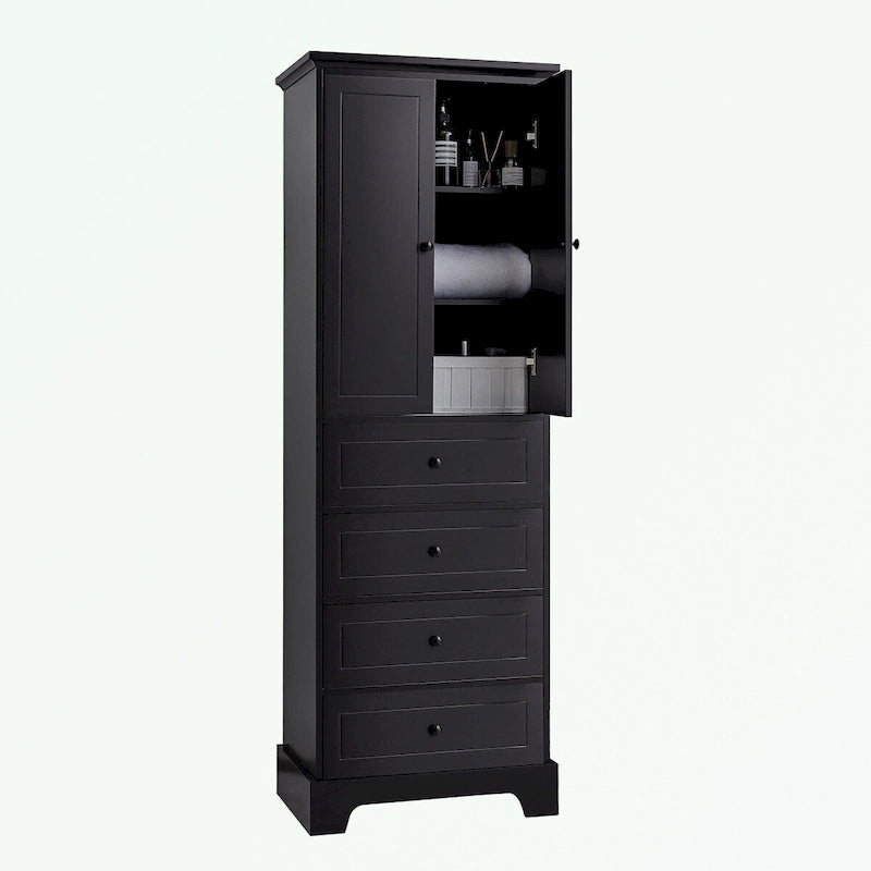 Bathroom Storage Cabinet with 2 Doors and 4 Drawers