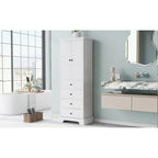 Bathroom Storage Cabinet with 2 Doors and 4 Drawers