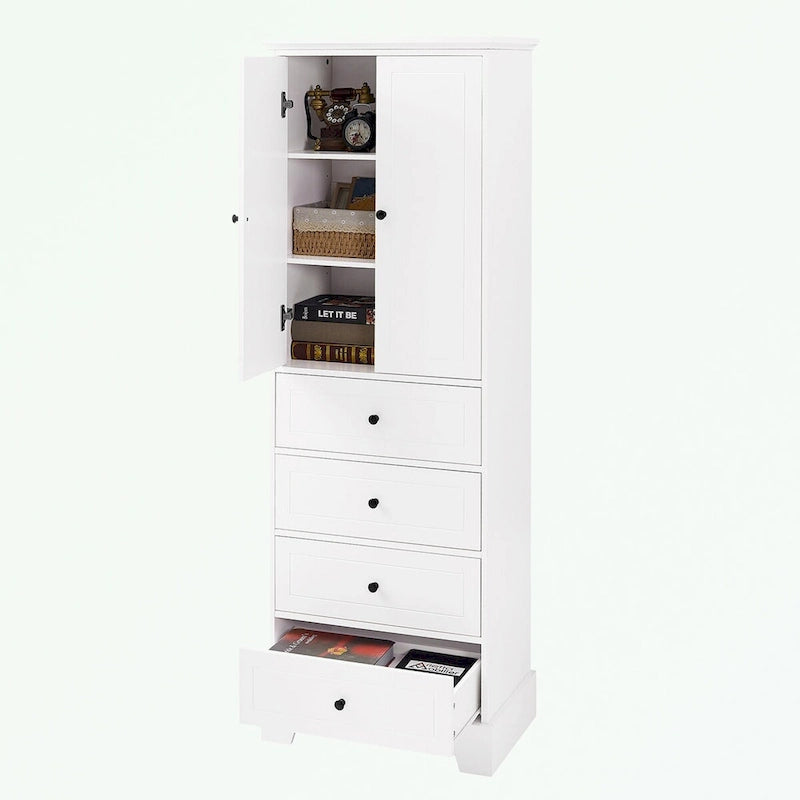 Bathroom Storage Cabinet with 2 Doors and 4 Drawers