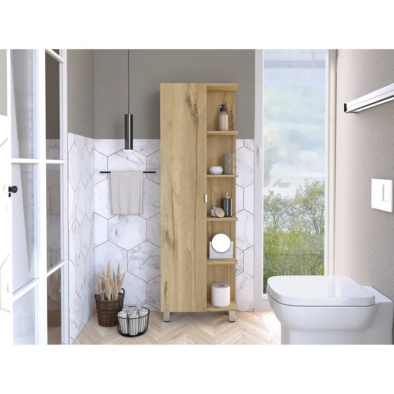 Linen Cabinet, Four Interior Shelves, Five External Shelves