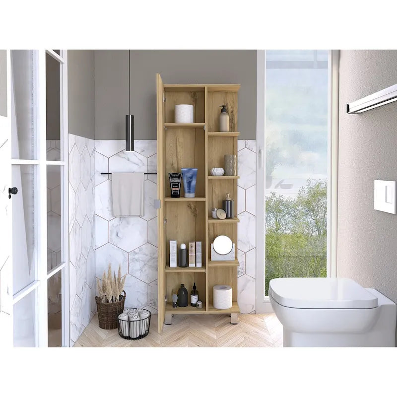 Linen Cabinet, Four Interior Shelves, Five External Shelves
