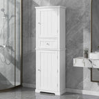 Freestanding Storage Cabinet with Drawer and Adjustable Shelf