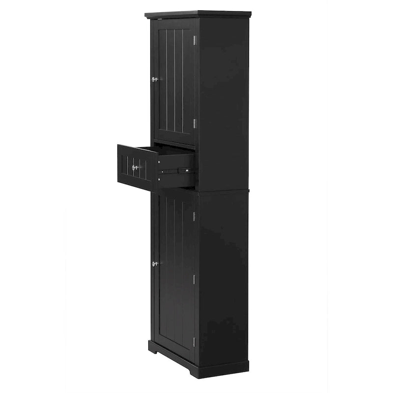 Freestanding Storage Cabinet with Drawer and Adjustable Shelf