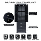 Freestanding Storage Cabinet with Two Doors, 3 Drawers, and Adjustable Shelves