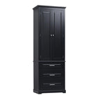 Freestanding Storage Cabinet with Two Doors, 3 Drawers, and Adjustable Shelves